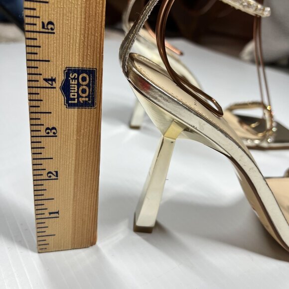Marc Fisher Karima Heeled Rhinestone Straps Sandals Size 8.5 Gold - Picture 9 of 15